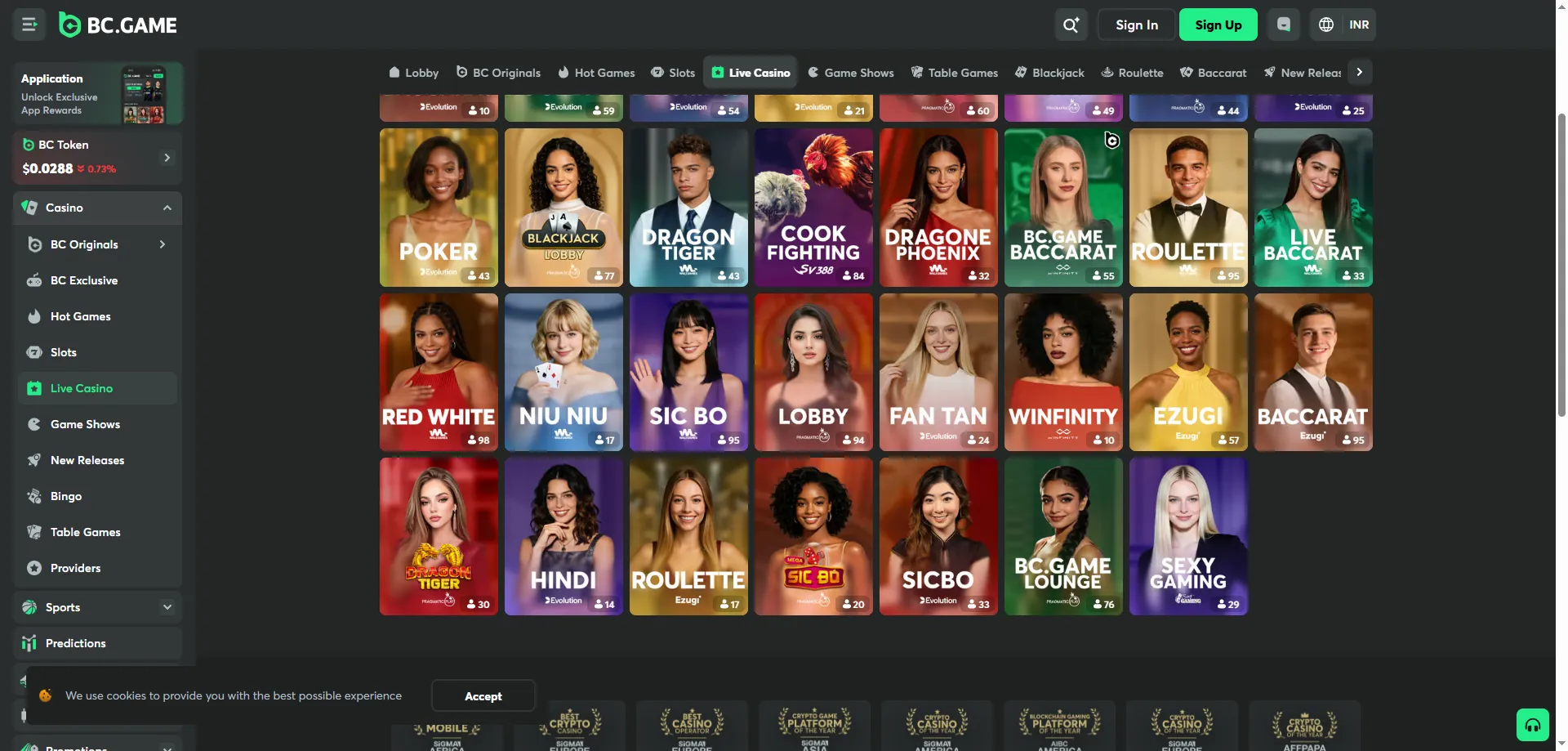 BC Game live casino tables — roulette, blackjack, baccarat in real time