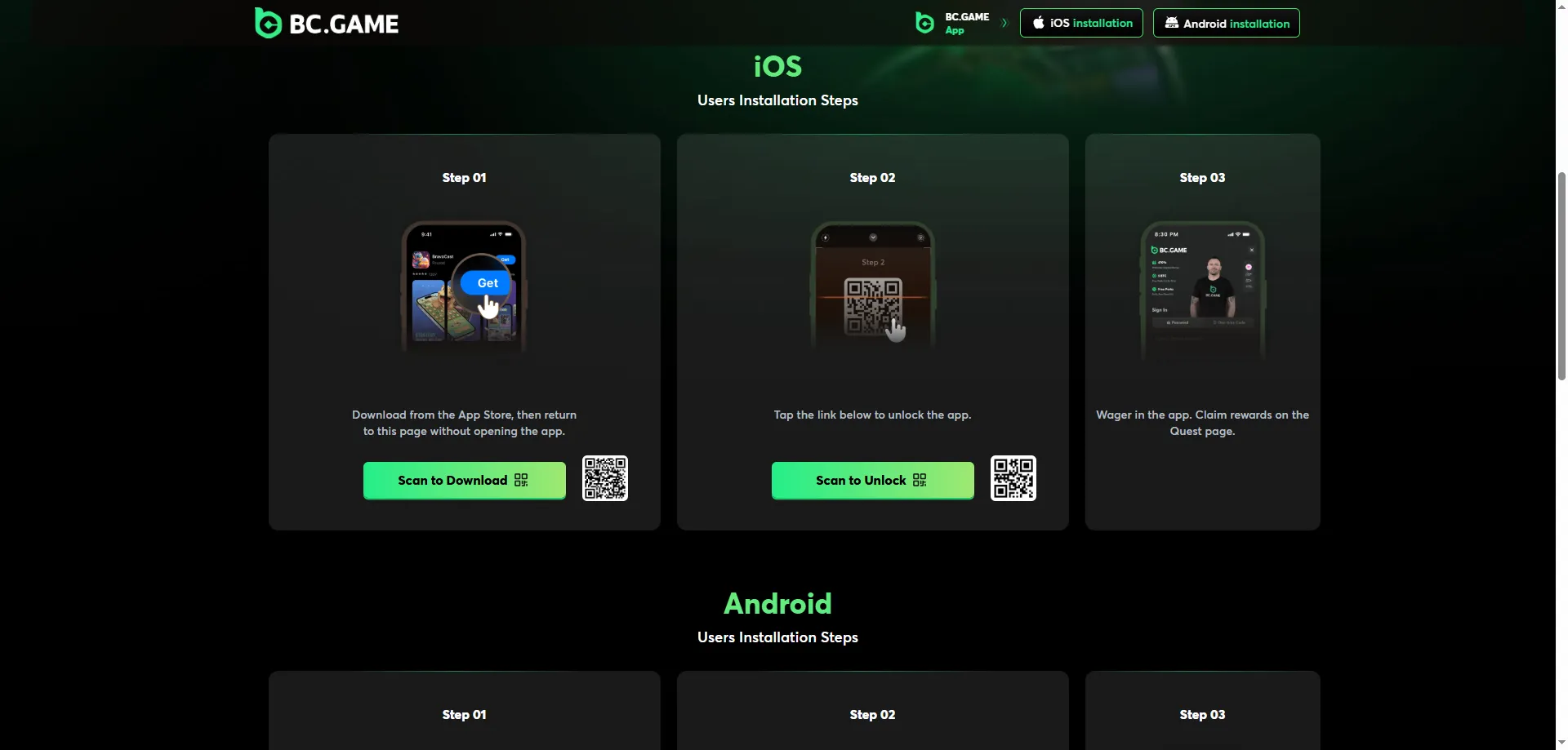 BC Game Casino mobile app for Android and iOS — play anywhere